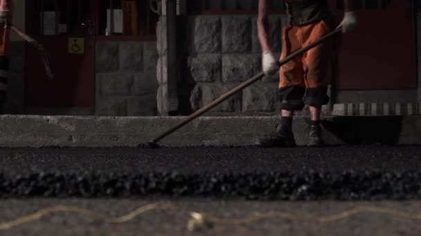 Sochi Russia 2019 Road Works Black Bitumen Construction Machine Paving — Stock Video