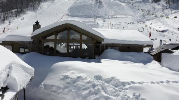 Sochi Rusland 2020 Luchtfotografie Video Het Skigebied Witte Sneeuw Van — Stockvideo