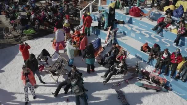 Sochi Rusko 2020 Letecké Fotografické Video Vrcholy Zasněžených Hor Lanovka — Stock video