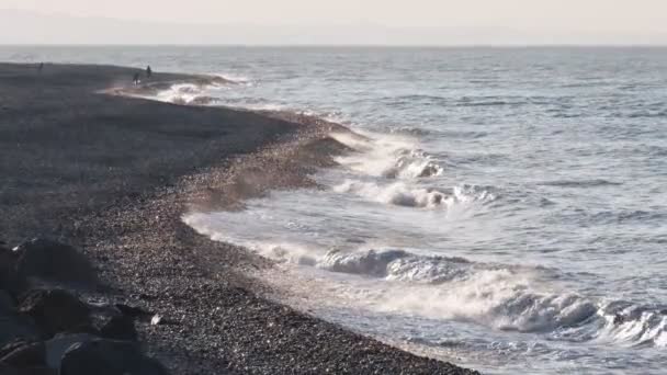 Sea Wave Horizon Calm Morning Light Slow Motion View Sea — Stock Video