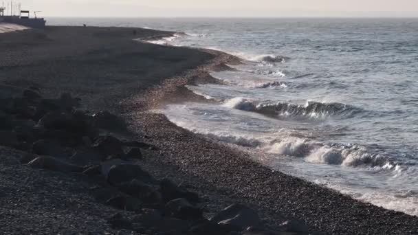 Mar Acena Horizon Calma Calma Luz Manhã Câmara Lenta Vista — Vídeo de Stock