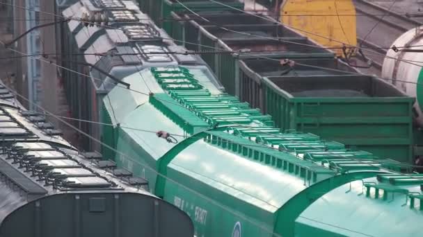 Новоросійськ Росія 2020 Залізниця Потяг Товарний Вагон — стокове відео