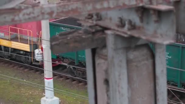 Noworosiysk Rosja 2020 Kolej Pociąg Żegluga Stacja Centrum Sortowania — Wideo stockowe