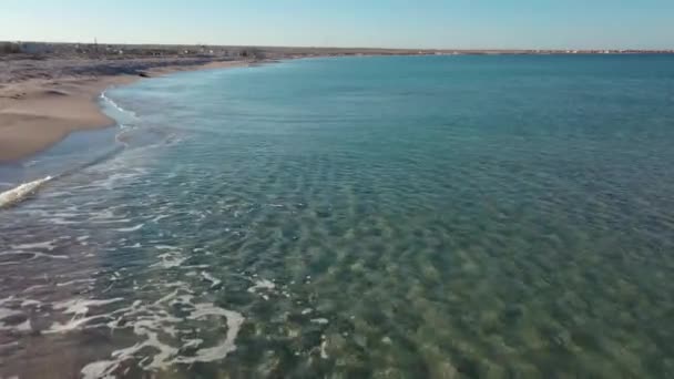 Photographie aérienne d'une plage sauvage à l'aube — Video