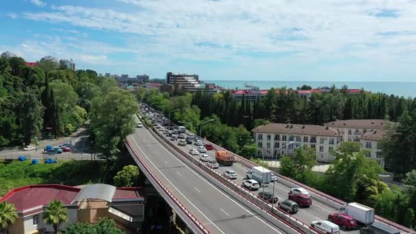 Road View Moving Forward City Traffic Aerial Video Urban Life — Stock Video