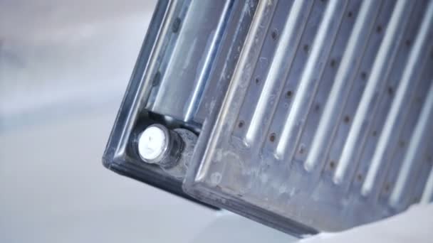 Conveyor line painting and drying of household heating radiators — Stock Footage Conveyor line painting and drying of household heating radiators Stock Video