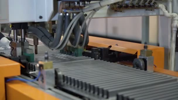 Working Conveyor Belt on the heating radiator Plant with Spot Welding Robots — Stock Footage Working Conveyor Belt on the heating radiator Plant with Spot Welding Robots Stock Video