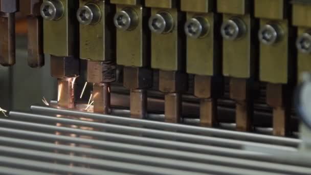 High-tech robotic line for welding of heating radiators. Slow motion — Stock Video