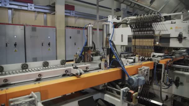 Radiator manufacturer robotic equipment on radiator building plant at works — Stock Footage Radiator manufacturer robotic equipment on radiator building plant at works Stock Footage