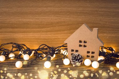 ev bokeh Noel kavramı içinde ışık ile