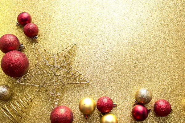 Decor star christmas on gold glitter background — Stock Photo, Image