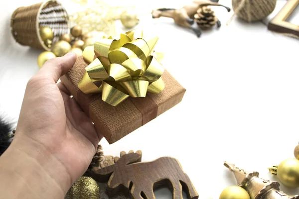 Cadeau de cueillette à la main et décoration vintage accessoire pour la saison de Noël — Photo