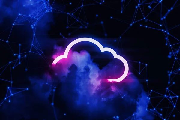 Icono Almacenamiento Nubes Cielo Fondo Por Web Datos Digitales Tecnología —  Fotos de Stock