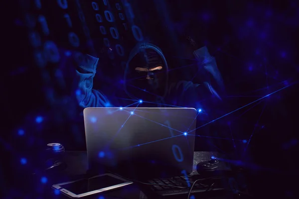 Hacker Con Rete Informatica Informatica Sicurezza Dei Dati Attacco Virus — Foto Stock