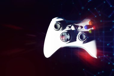 esport turnuva meydan okuma kavramı online ağ bağlantısı ile oyun oynamak için teknoloji cihaz joystick denetleyici elektronik