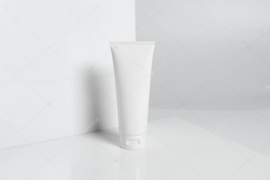 beauty spa medical skincare and cosmetic lotion cream serum oil mockup bottle packaging on white decor background, collagen healthcare medicine concept