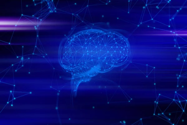 ai ağ sosyal İnternet, makine derin öğrenme ve veri depolama dijital ızgara fütüristik, arkaplan 3d resimleme