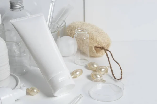 Beauty Treatment Medical Skincare Cosmetic Lotion Cream Serum Oil Mockup — Stock Photo, Image