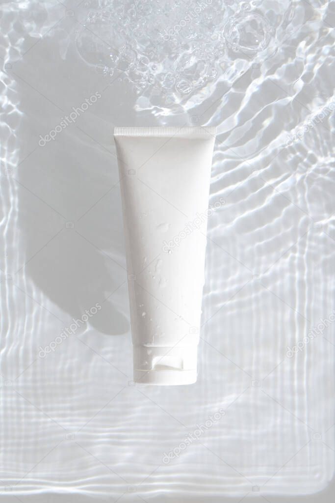 beauty treatment medical skincare and cosmetic lotion cream serum oil mockup bottle packaging product on water splash background, healthcare and medicine concept