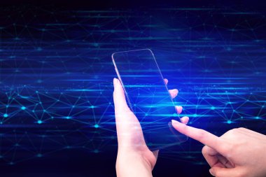 ai veri ile el Bitcoin para çevrimiçi şifreleme para ticareti uygulama konsepti, dijital varlık riski finansal