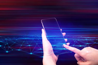 ai veri ile el Bitcoin para çevrimiçi şifreleme para ticareti uygulama konsepti, dijital varlık riski finansal