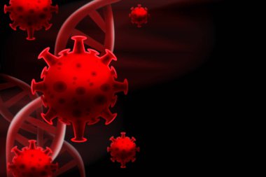 kan DNA 'sı covid-19 yapı koronavirüs krizi salgını biyolojik tehlike hücre hastalığı sendromu wuhan Çin' de arka planda 3 boyutlu resimleme, sağlıklı tıbbi konsept
