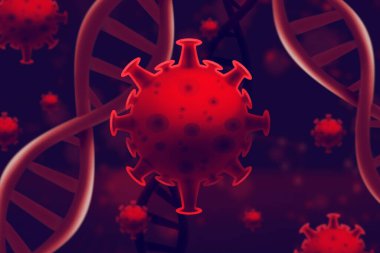 Wuhan Çin 'de covid-19 yapı koronavirüs krizi salgını biyolojik tehlike hücresi hastalığı sendromu kan DNA' sı.