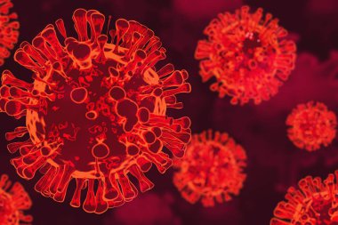 NCov covid-19 yapı Coronavirus krizi salgını biyolojik tehlike hücre hastalığı sendromunun kan DNA 'sı wuhan Çin' de arka planda 3 boyutlu resimleme, sağlıklı tıbbi konsept