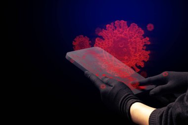 NCov covid-19 yapı Coronavirus krizi salgını biyolojik tehlike hücre hastalığı sendromu arka planda Wuhan Çin 'de sağlıklı tıbbi konsept