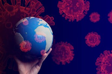NCov covid-19 yapı Coronavirus krizi salgını biyolojik tehlike hücre hastalığı sendromu arka planda Wuhan Çin 'de sağlıklı tıbbi konsept