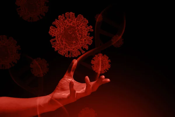 Blood Dna Ncov Covid Structure Coronavirus Crisis Outbreak Pandemic Biohazard — Stock Photo, Image