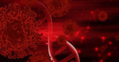 NCov covid-19 yapı Coronavirus krizi salgını biyolojik tehlike hücre hastalığı sendromunun kan DNA 'sı.