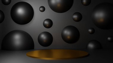 altın plaka metal 3d resimleme soyut kaide tahtası, silindir sanat ürün dekorasyonu için modelleme