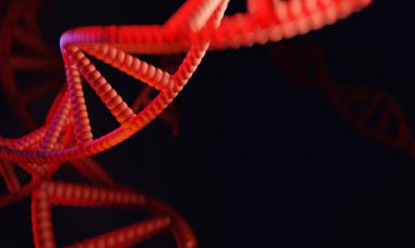 Sağlıklı tıbbi araştırma konsepti, bilim laboratuarı insan genleri DNA 'nın genomu çift sarmal molekül yapısı, deoksiribonükleik asit, 3D resimleme