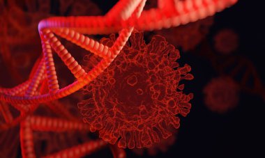 NCov covid-19 yapı Coronavirus krizi salgını biyolojik tehlike hücre sendromu arka plan 3 boyutlu resimleme sağlıklı tıbbi konsept