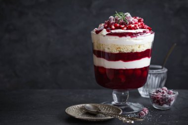 Trifle. Festive layered dessert in glass.  clipart