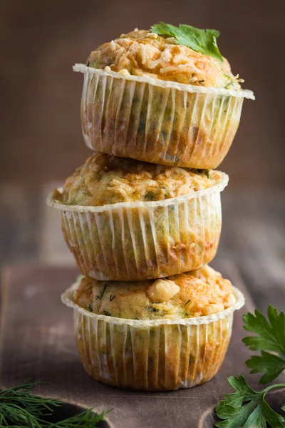 Savory muffins with zucchini and cheese — Stock Photo, Image