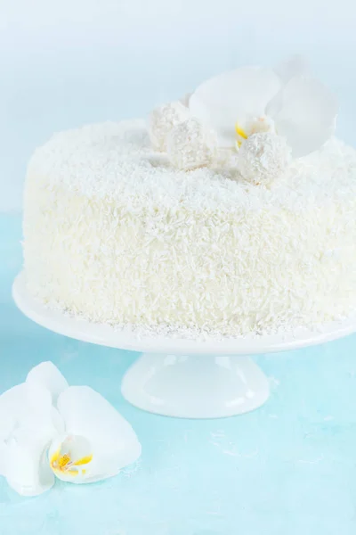 お祝いレモン、ココナッツ スポンジ ケーキ — ストック写真