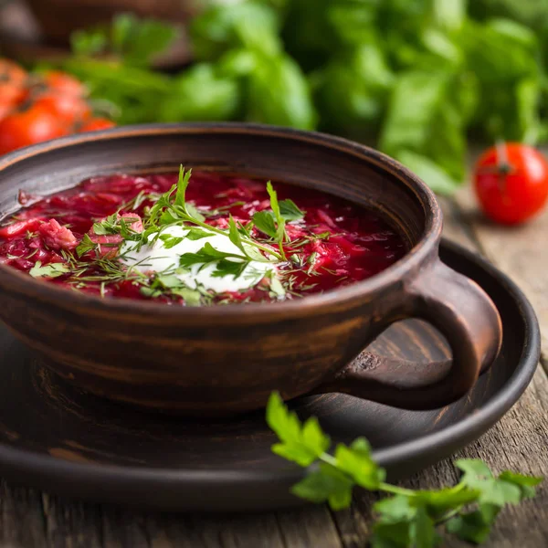 Borscht, Ukrainian and Russian beetroot soup — Stock Image Borscht, Ukrainian and Russian beetroot soup Stock Image