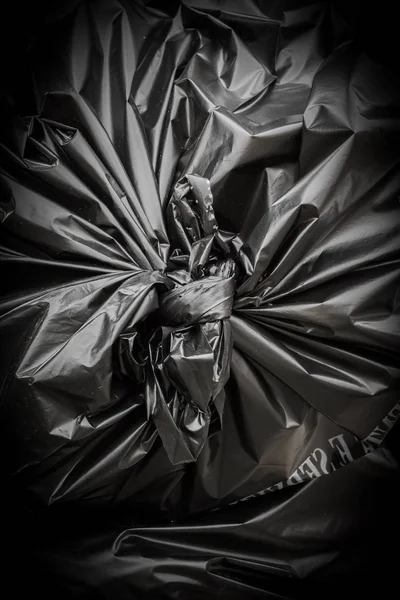 Black garbage bag — Stock Photo, Image