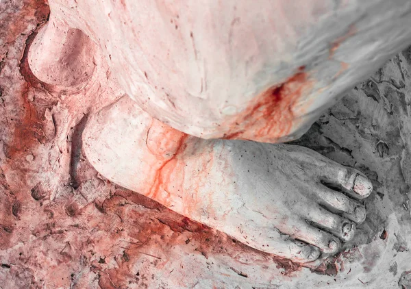 Foot of Christ bloodied — Stock Photo, Image