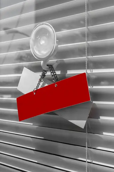 Red cartel on a glass door — Stock Photo, Image