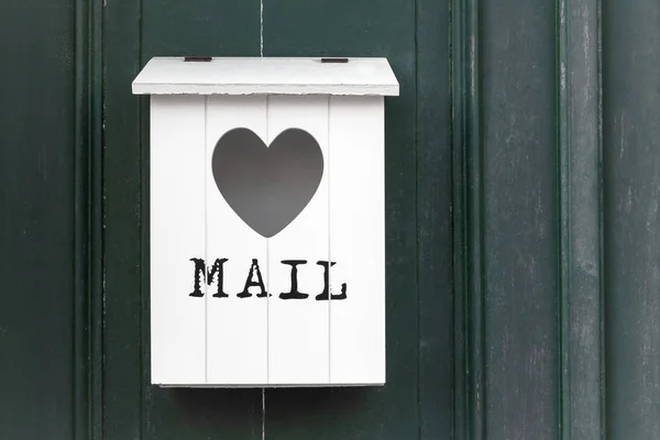 White vintage wooden mailbox — Stock Photo, Image