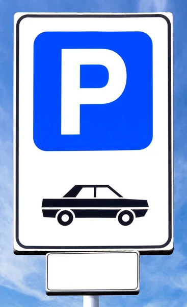 Segnale di transito blu con icona del parcheggio — Foto Stock