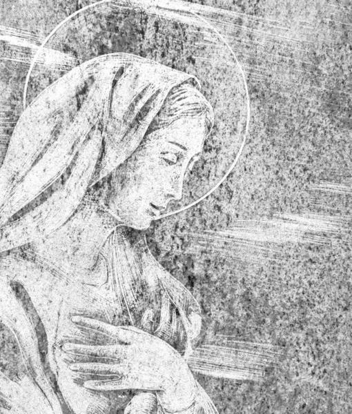 Portrét Panny Marie na kameni — Stock fotografie