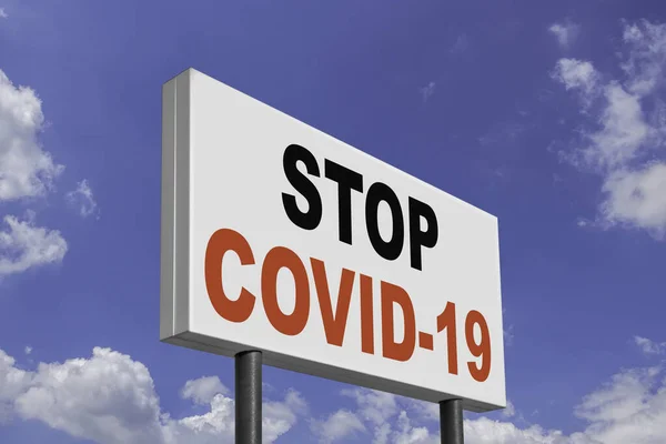 Message Stop Coronavirus Sur Grand Panneau Publicitaire Bannière Alerte Covid — Photo