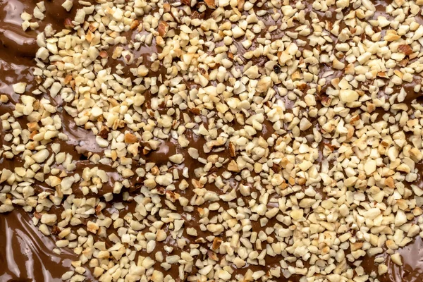 Hausgemachte Schokoladencreme Hintergrund Mit Getreide Haselnuss Nahaufnahme Flache Lage — Stockfoto