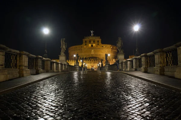 Roma Italia Vista Nocturna Del Puente Sant Angelo Roma — Foto de Stock