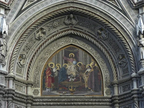 Φλωρεντία Ιταλία Αρχιτεκτονικές Λεπτομέρειες Σχετικά Την Πρόσοψη Από Καθεδρικό Ναό — Φωτογραφία Αρχείου