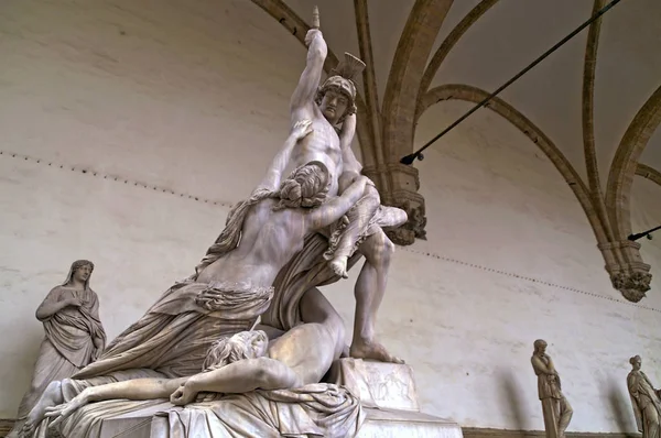 Florence Olaszország Szobor Loggia Dei Lanzi Signoria Vagy Firenze Történelmi — Stock Fotó